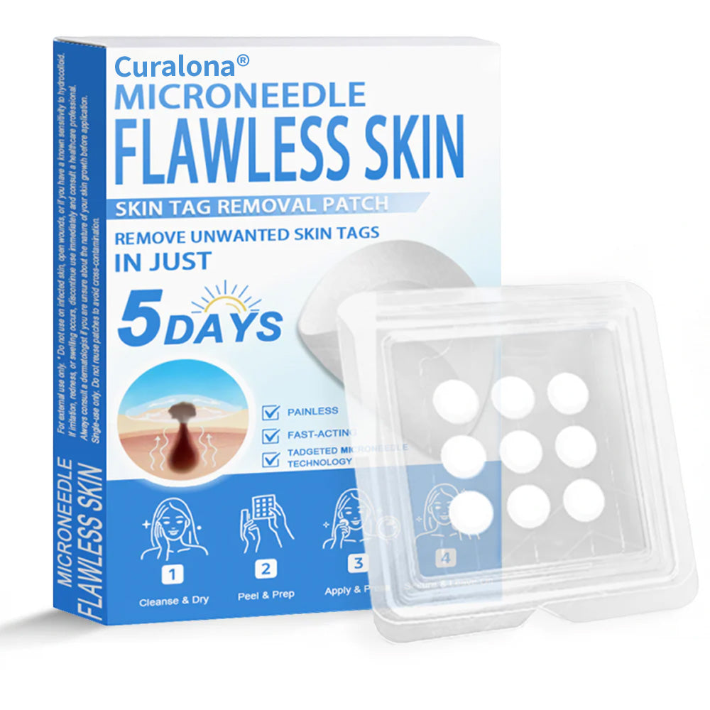 🩹 Curalona® 2-in-1 Microneedle & Hydrocolloid Patch | Raised Moles,Acne, Flat Warts & Skin Tags Remover | Improves Wrinkles, Scars & Blemishes | Invisible Pimple Patches for Face & Body
