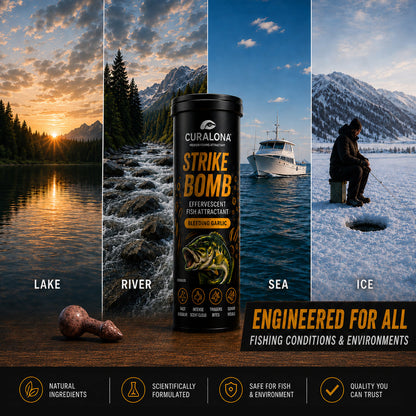 🔥 𝐎𝐟𝐟𝐢𝐜𝐢𝐚𝐥 𝐁𝐫𝐚𝐧𝐝 𝐒𝐭𝐨𝐫𝐞 |✅Curalona® Strike Bombs — New Freshwater & Saltwater Fizzing Bait Booster with Scent & Color-Cloud Action