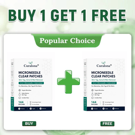 Curalona®2-in-1 Microneedle & Hydrocolloid Patch🍀| Removes Raised Moles, Acne, Flat Warts & Skin Tags | Helps Improve Wrinkles, Scars & Blemishes | Invisible Patches for Face & Body