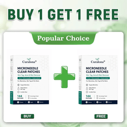 Curalona®2-in-1 Microneedle & Hydrocolloid Patch🍀| Removes Raised Moles, Acne, Flat Warts & Skin Tags | Helps Improve Wrinkles, Scars & Blemishes | Invisible Patches for Face & Body