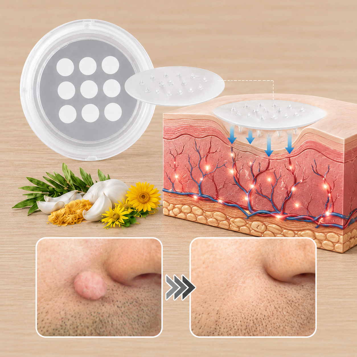 Curalona®2-in-1 Microneedle & Hydrocolloid Patch🍀| Removes Raised Moles, Acne, Flat Warts & Skin Tags | Helps Improve Wrinkles, Scars & Blemishes | Invisible Patches for Face & Body