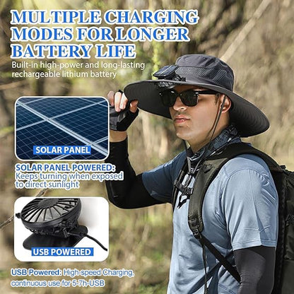 Solar Fan Sun Hat | UPF50+ UV Protection Cooling Hat for Fishing Hiking Outdoor Activities
