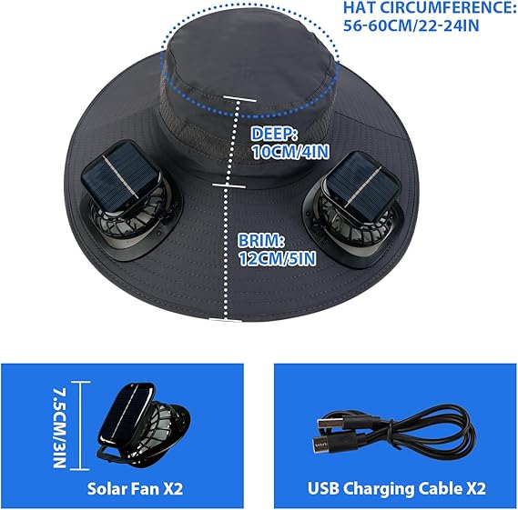 Solar Fan Sun Hat | UPF50+ UV Protection Cooling Hat for Fishing Hiking Outdoor Activities
